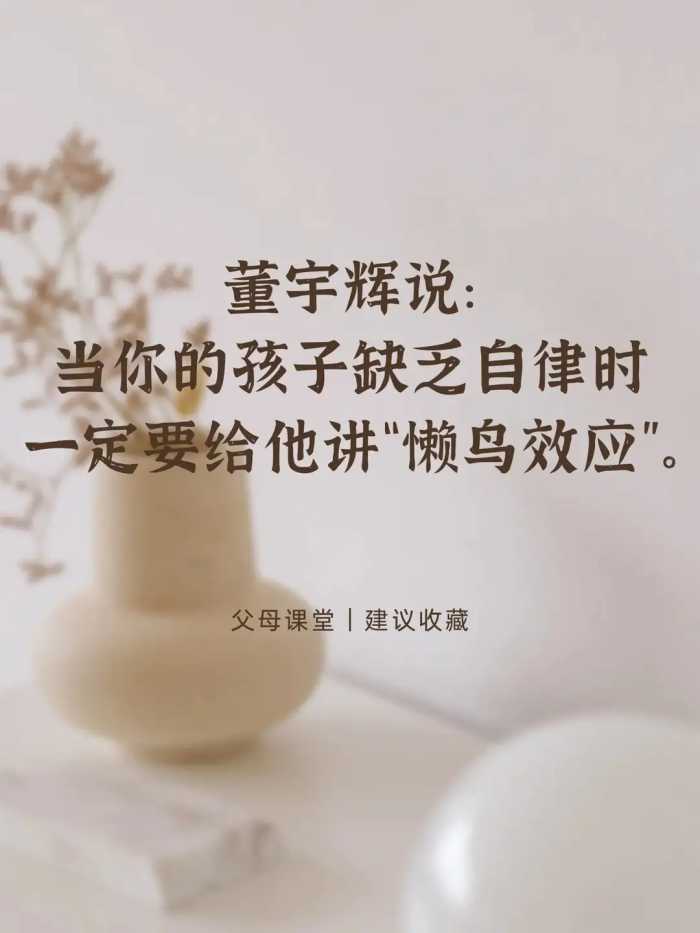 董宇辉说:当孩子缺乏自律时，就和他讲讲“懒鸟效应”！